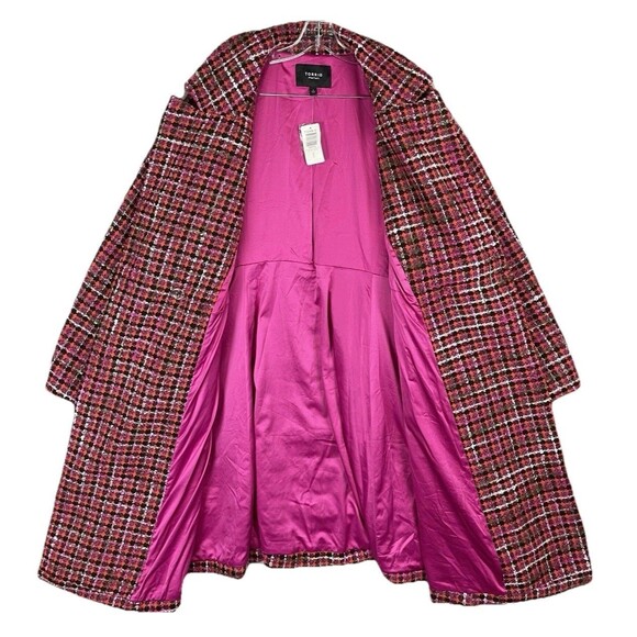Torrid Women 4X Coat Plaid Boucle Statement Longline Pink Preppy Glam Winter - Picture 11 of 16